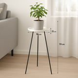 Suporte para Plantas Tripé Metal Preto com Base Cerâmica 70cm