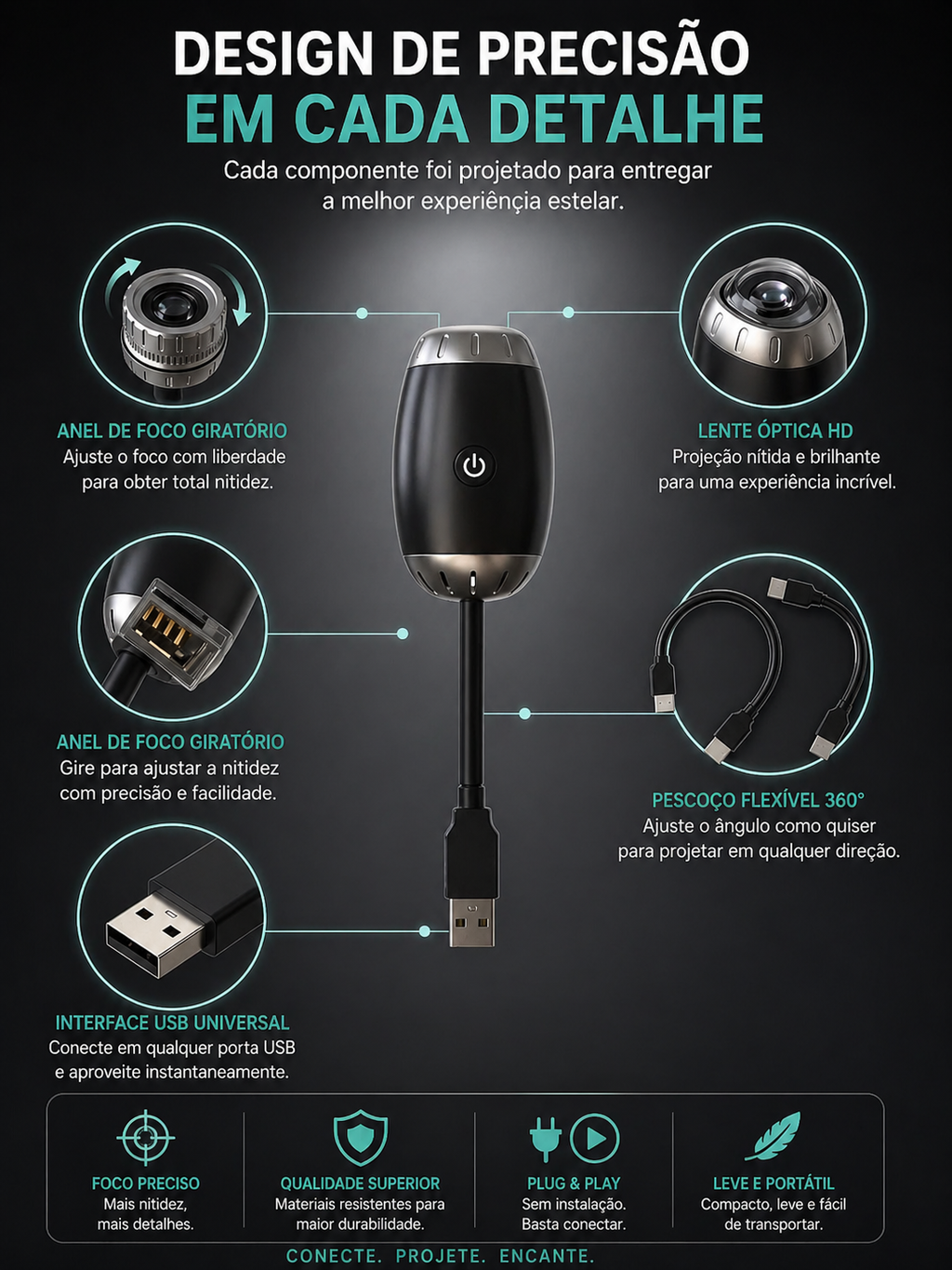 Projetor Galáxia DreamSky™ | Luz Noturna LED com Efeito Estrelado e Ambiente Relaxante
