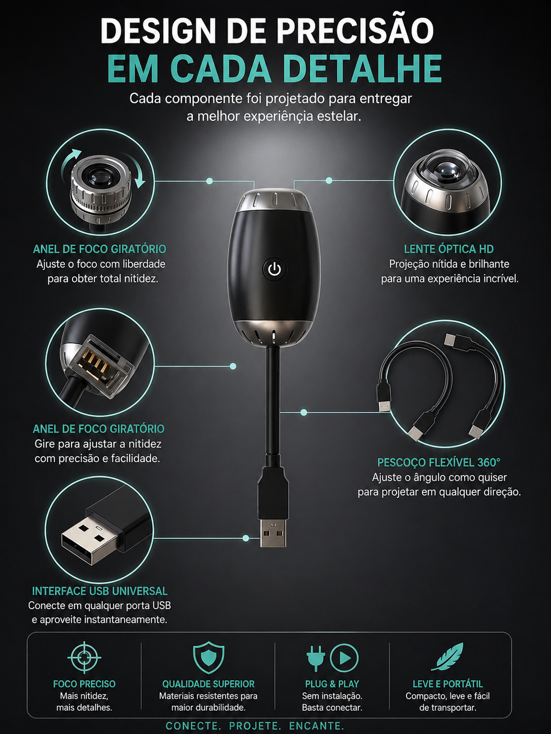 Projetor Galáxia DreamSky™ | Luz Noturna LED com Efeito Estrelado e Ambiente Relaxante