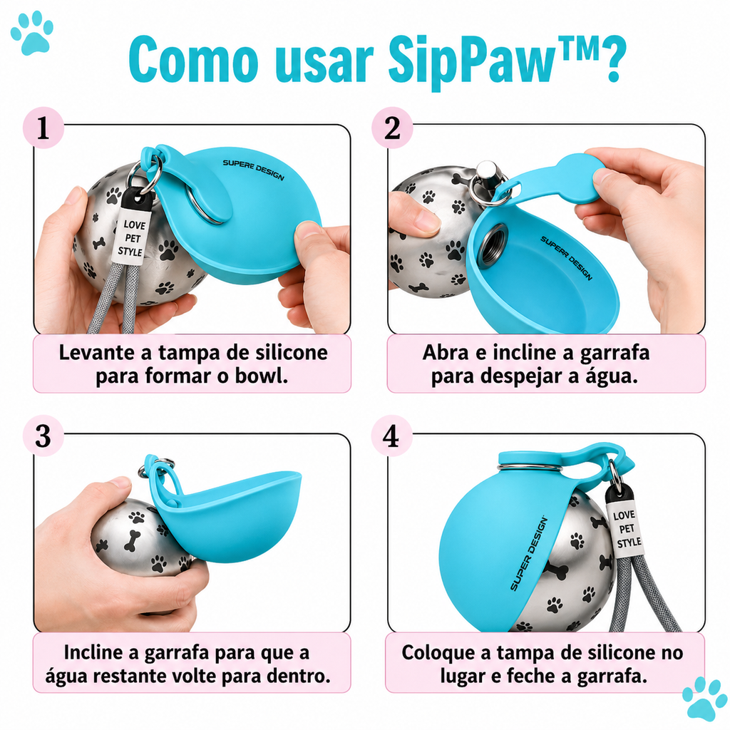 Kit Passeio Inteligente Pet CleanWalk™ | Coletor Higiênico + Garrafa Portátil com Tigela