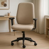 Cadeira de Escritório Ergonômica Tecido Bege com Rodízios
