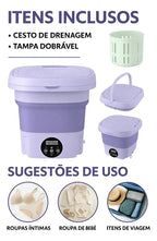 Mini Máquina Lavar Roupas Balde Lavadora Dobrável Portátil