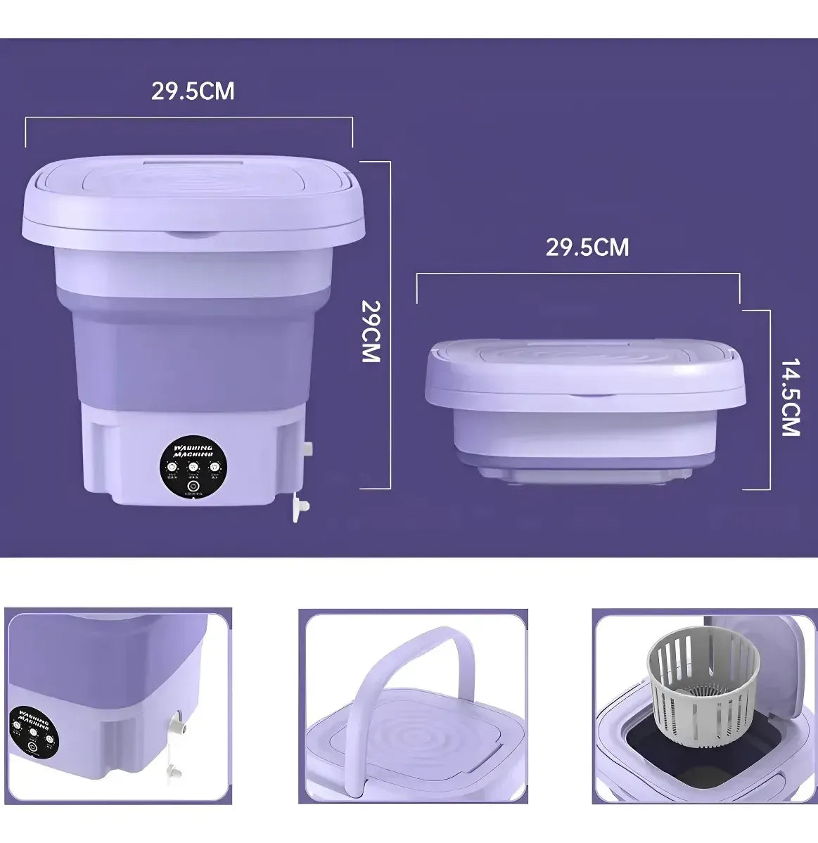 Mini Máquina Lavar Roupas Balde Lavadora Dobrável Portátil