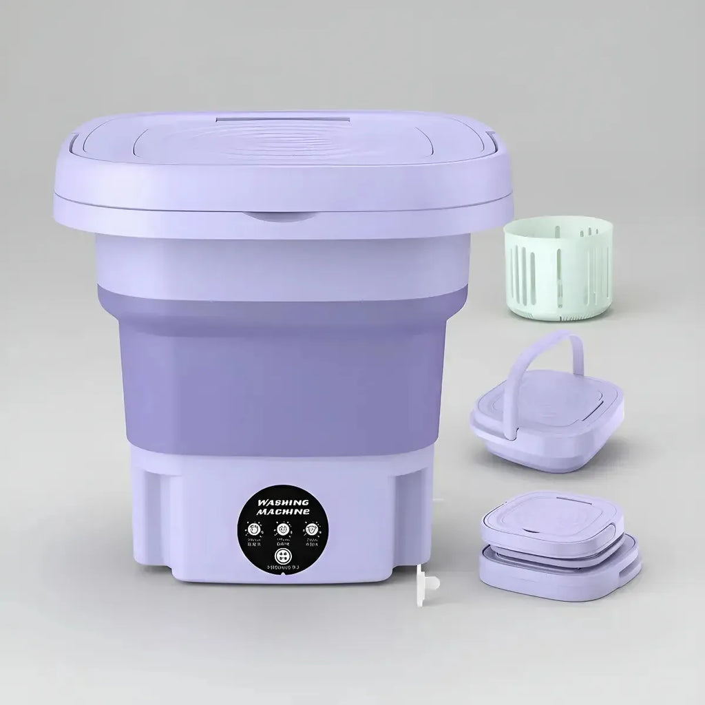 Mini Máquina Lavar Roupas Balde Lavadora Dobrável Portátil