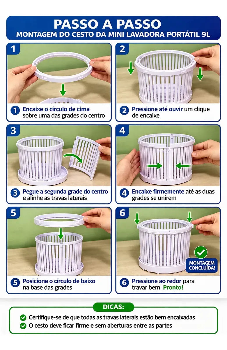 Mini Máquina Lavar Roupas Balde Lavadora Dobrável Portátil