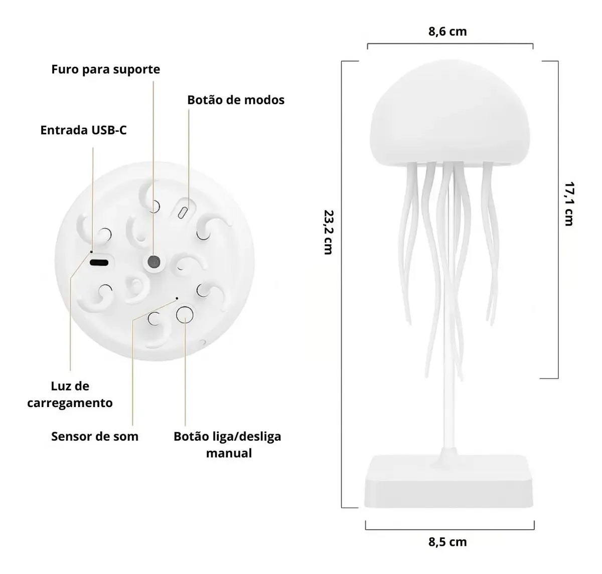 Luminária De Mesa Água-viva Led Decorativa