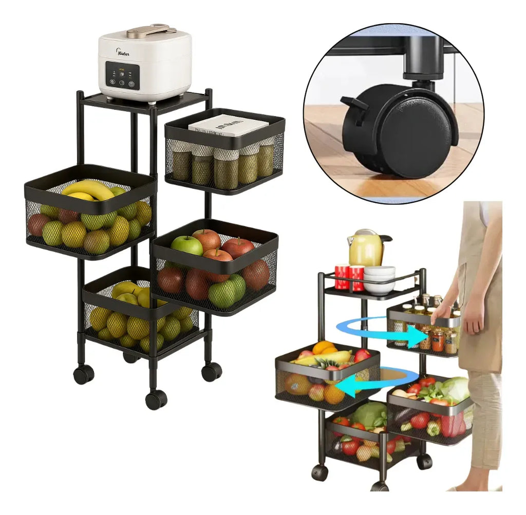 Fruteira Organizadora Articulada 4 Andares Quadrada