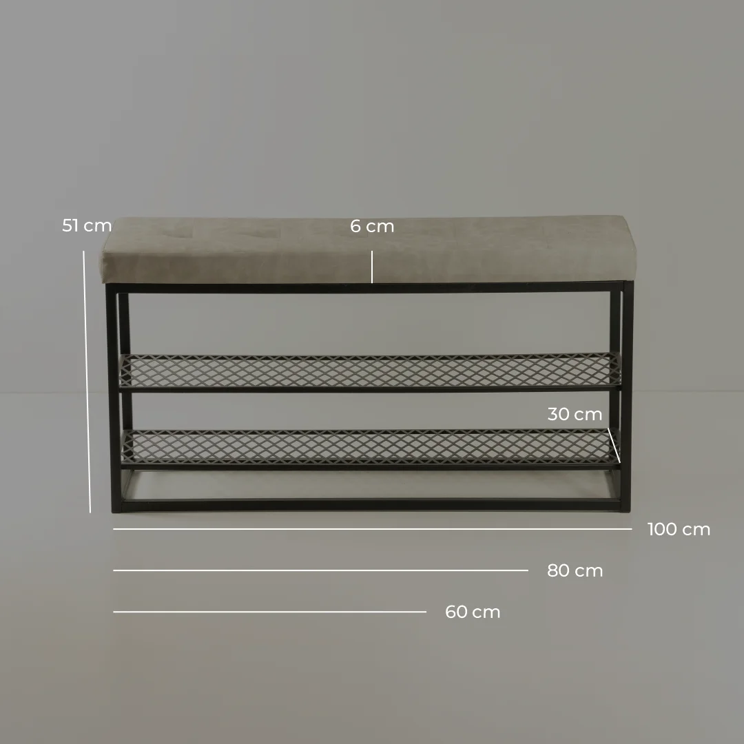 Sapateira Banco Sion Duo - Estofado Cinza