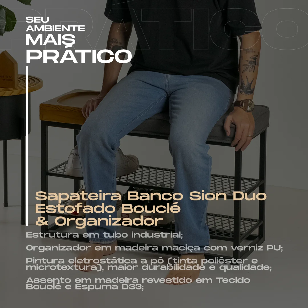 Sapateira Banco Sion Duo - Estofado Bouclé & Organizador