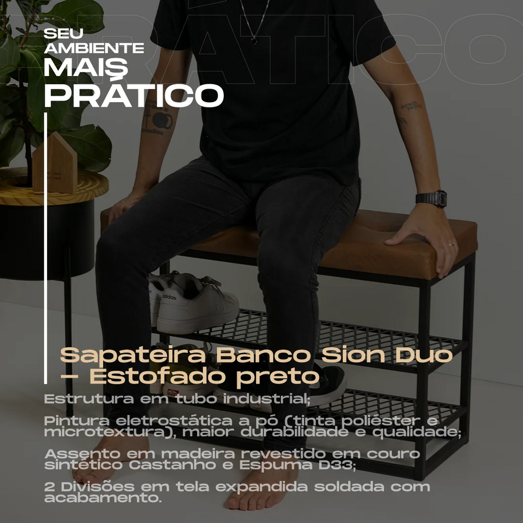 Sapateira Banco Sion Duo - Estofado Marrom