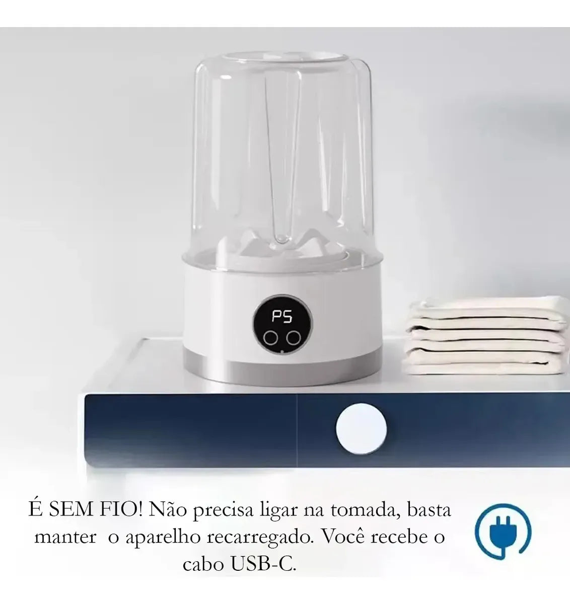 Mini Lava Roupas com Carregamento Usb Portátil aprova de água